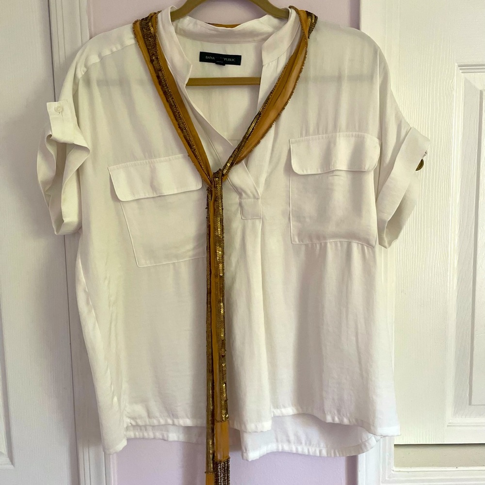 Silky chiffon beaded belt with fringes- NWOT